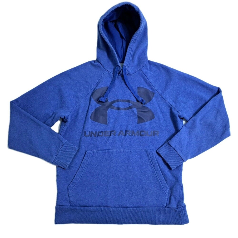 Under Armour Men's Small Rival Fleece Big Logo Hoodie Pullover Sweatshirt Blue